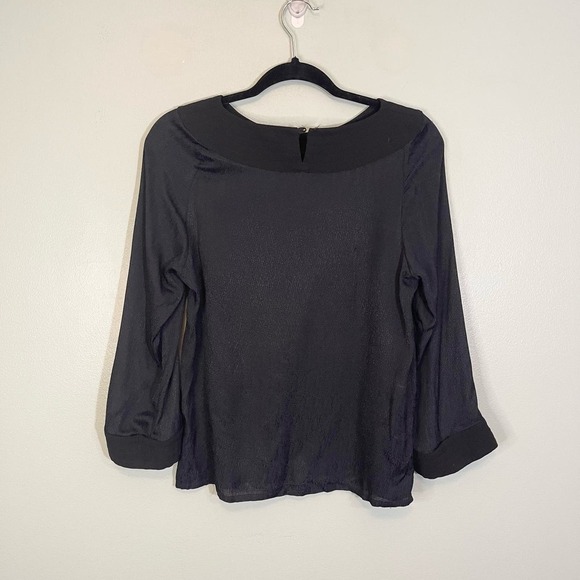 A.P.C. Rue Madame Paris Women Black Boat Pullover Long Cuff Sleeves Blouse Small - Picture 2 of 10